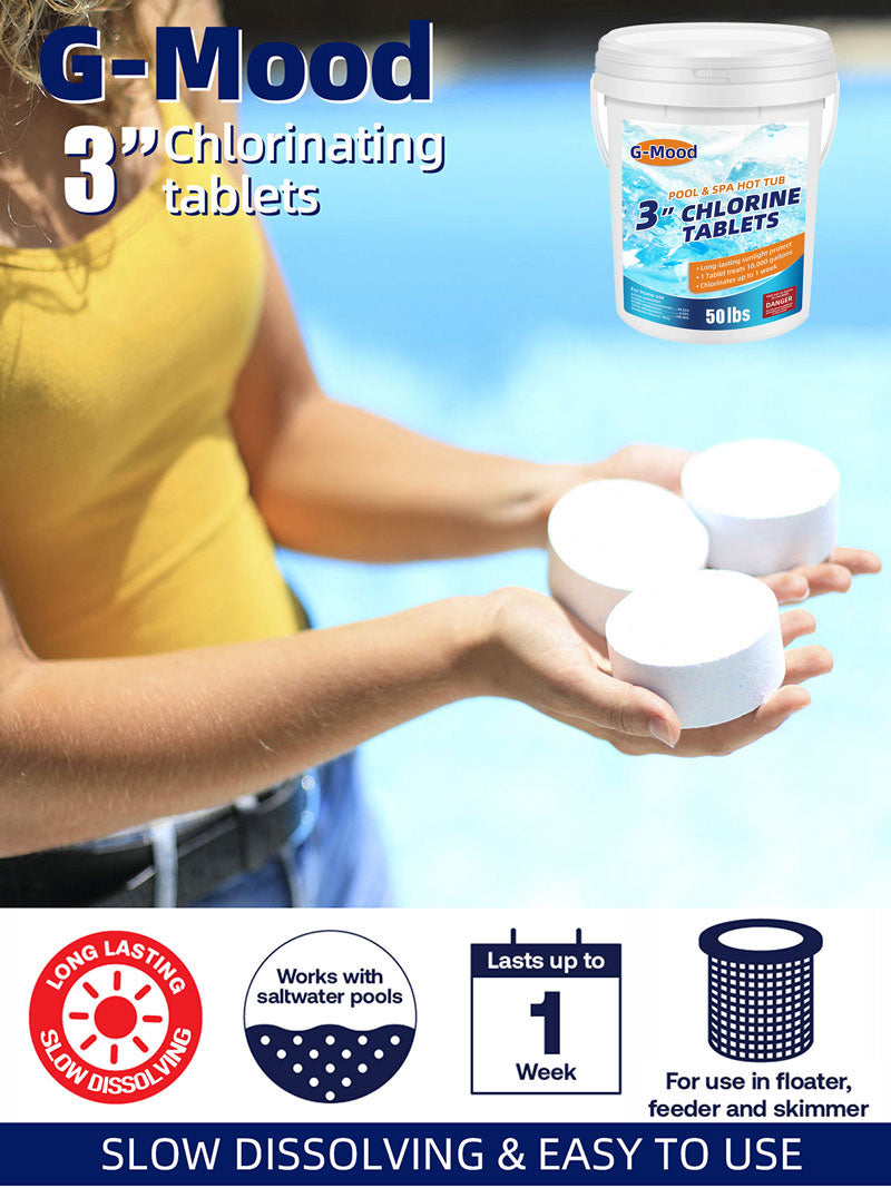 50 LBS 3 inch Chlorine Tablets for Pool chemicals