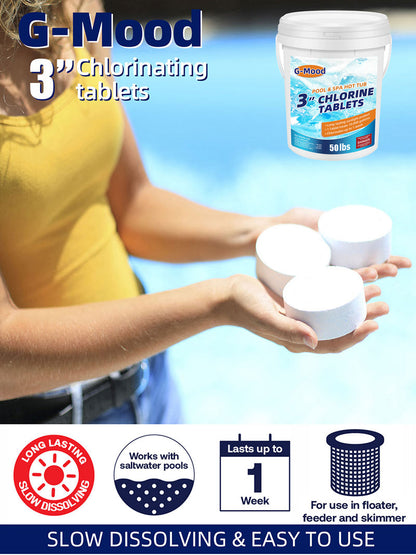 50 LBS 3 inch Chlorine Tablets for Pool chemicals